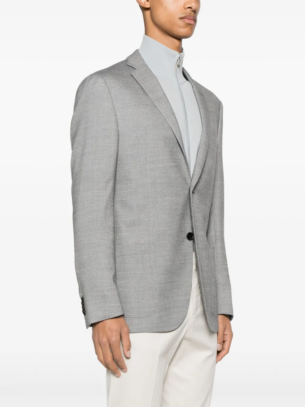 Shop Corneliani Single-breasted Wool-blend Blazer In Grey