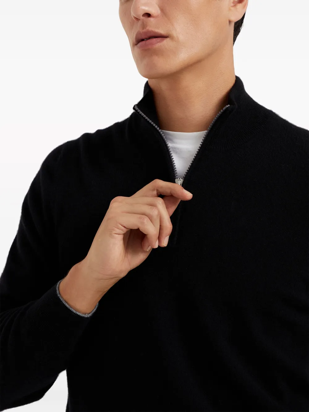 Brunello Cucinelli Long-sleeve Cashmere Jumper In Black