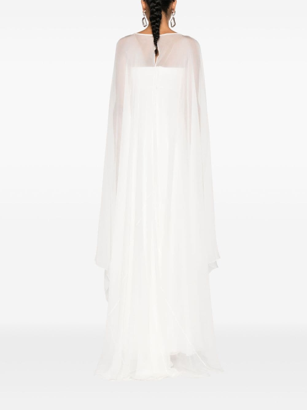 Shop Alberta Ferretti Cape-detail Chiffon Gown In White