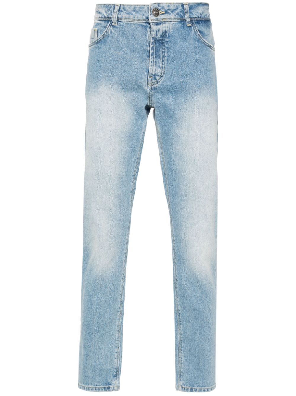 Boggi Milano Low waist jeans met geborduurd logo Blauw
