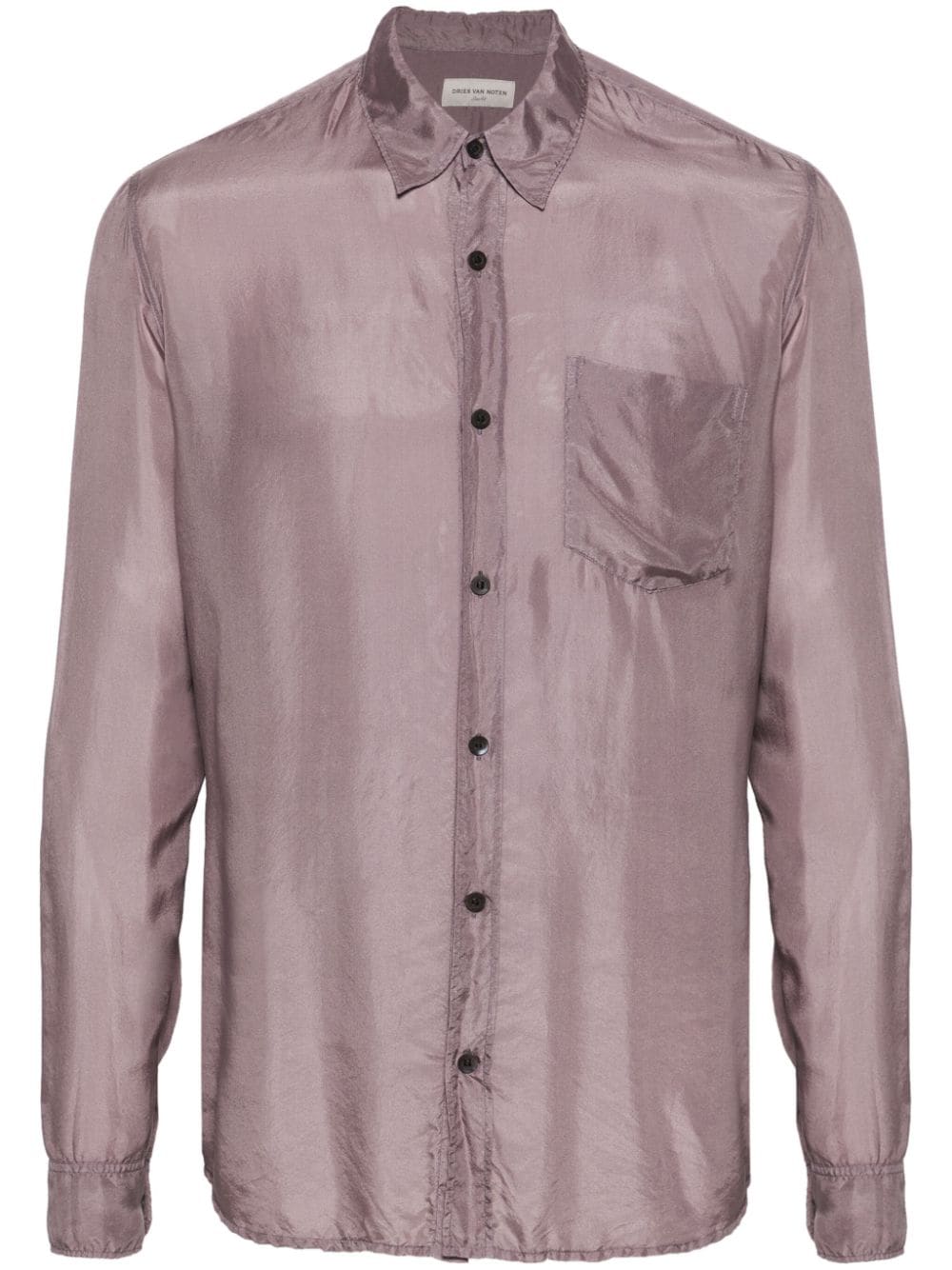 Dries Van Noten Long-sleeve Silk Shirt In Purple
