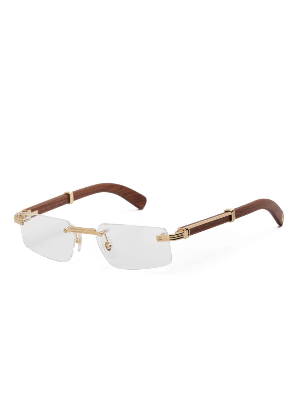 Shop Cartier Rimless Rectangle-frame Glasses In Gold