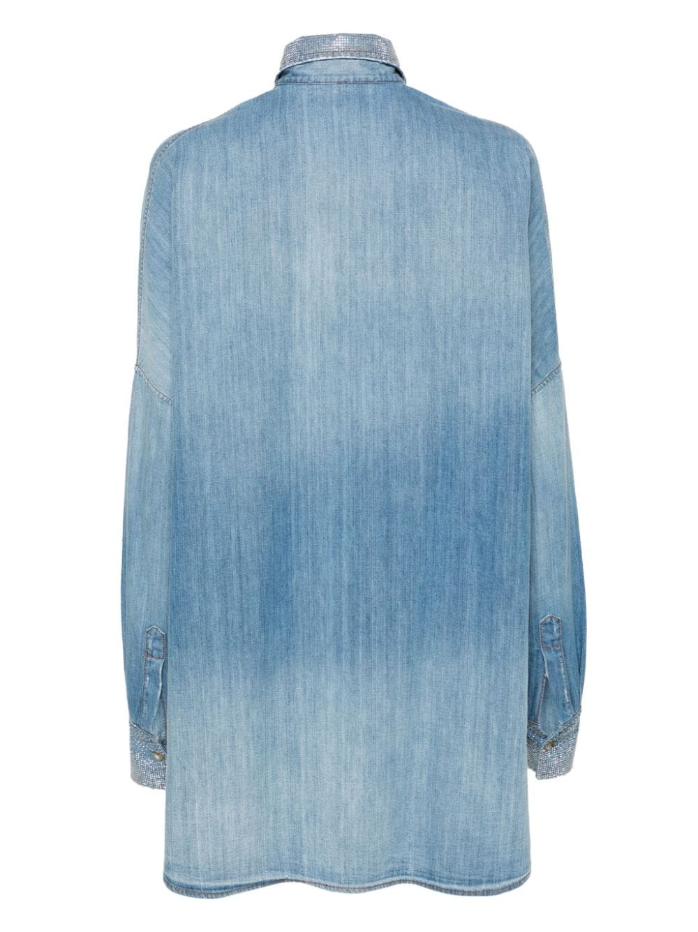 Shop Ermanno Scervino Rhinestone-embellished Denim Shirt In Blau