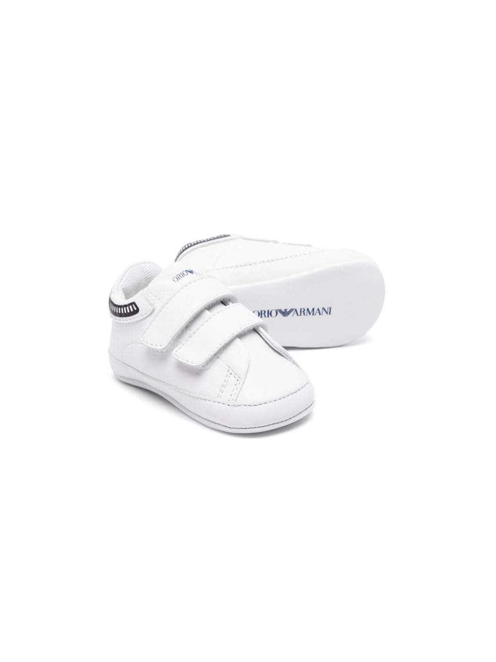 Shop Emporio Armani Touch-strap Leather Sneakers In White