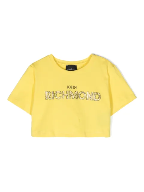 John Richmond Junior rhinestone-logo cropped T-shirt