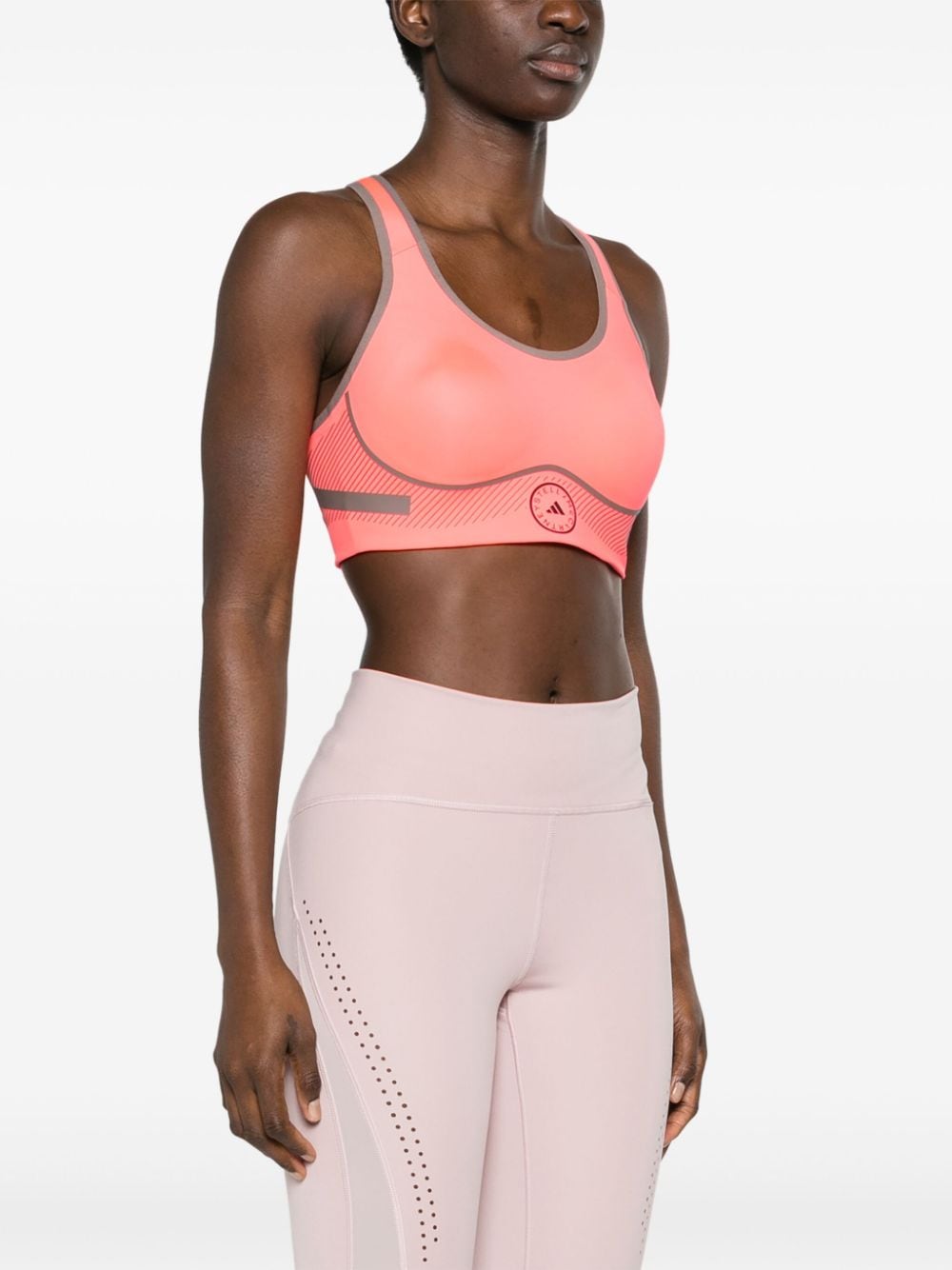Shop Adidas By Stella Mccartney Logo-print Padded Sports Bra In Pink