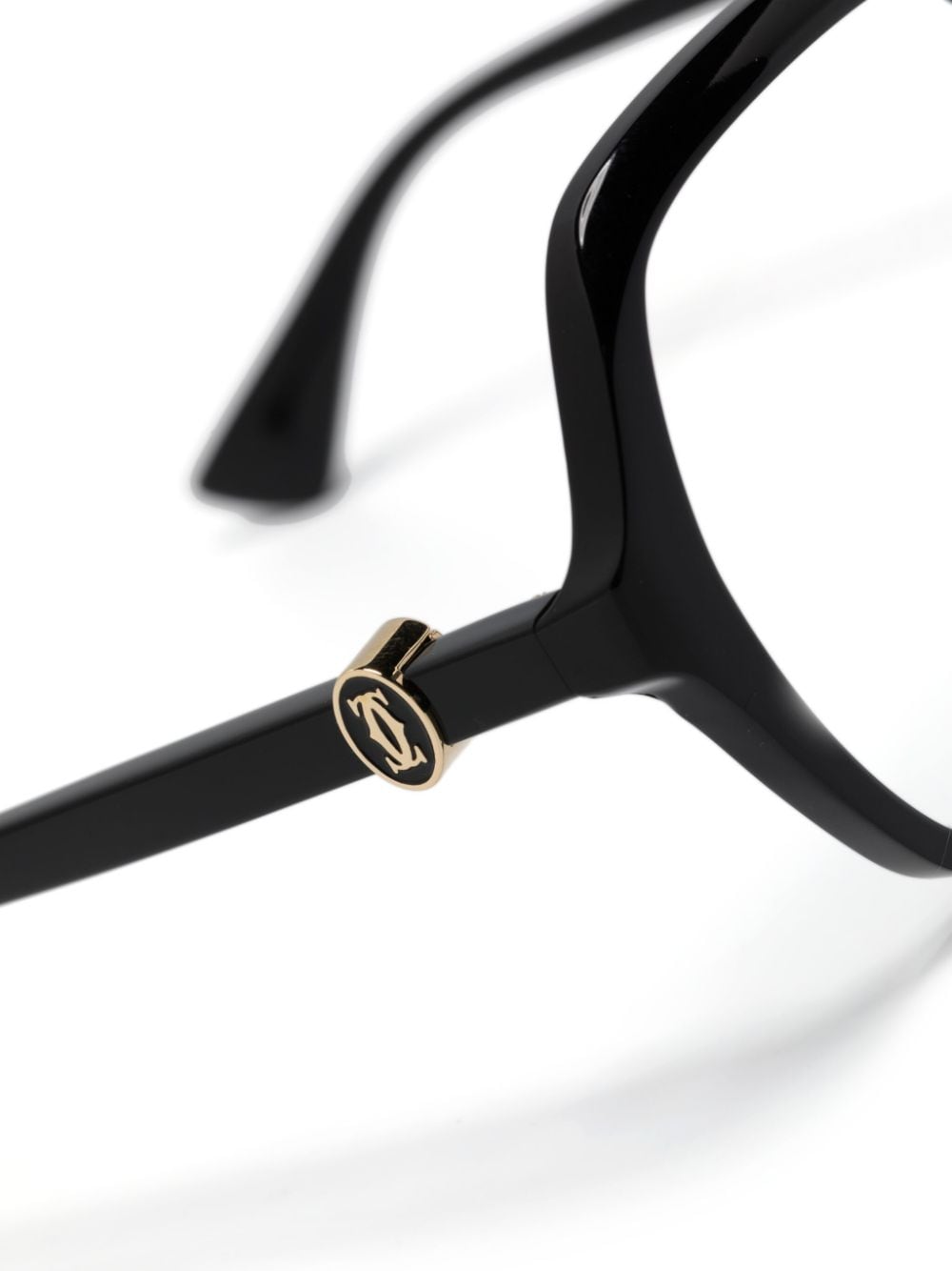 Shop Cartier Logo-plaque Oversize-frame Glasses In Black