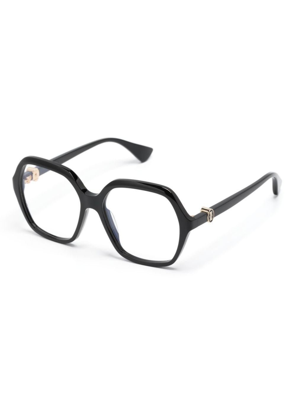 Shop Cartier Logo-plaque Oversize-frame Glasses In Black