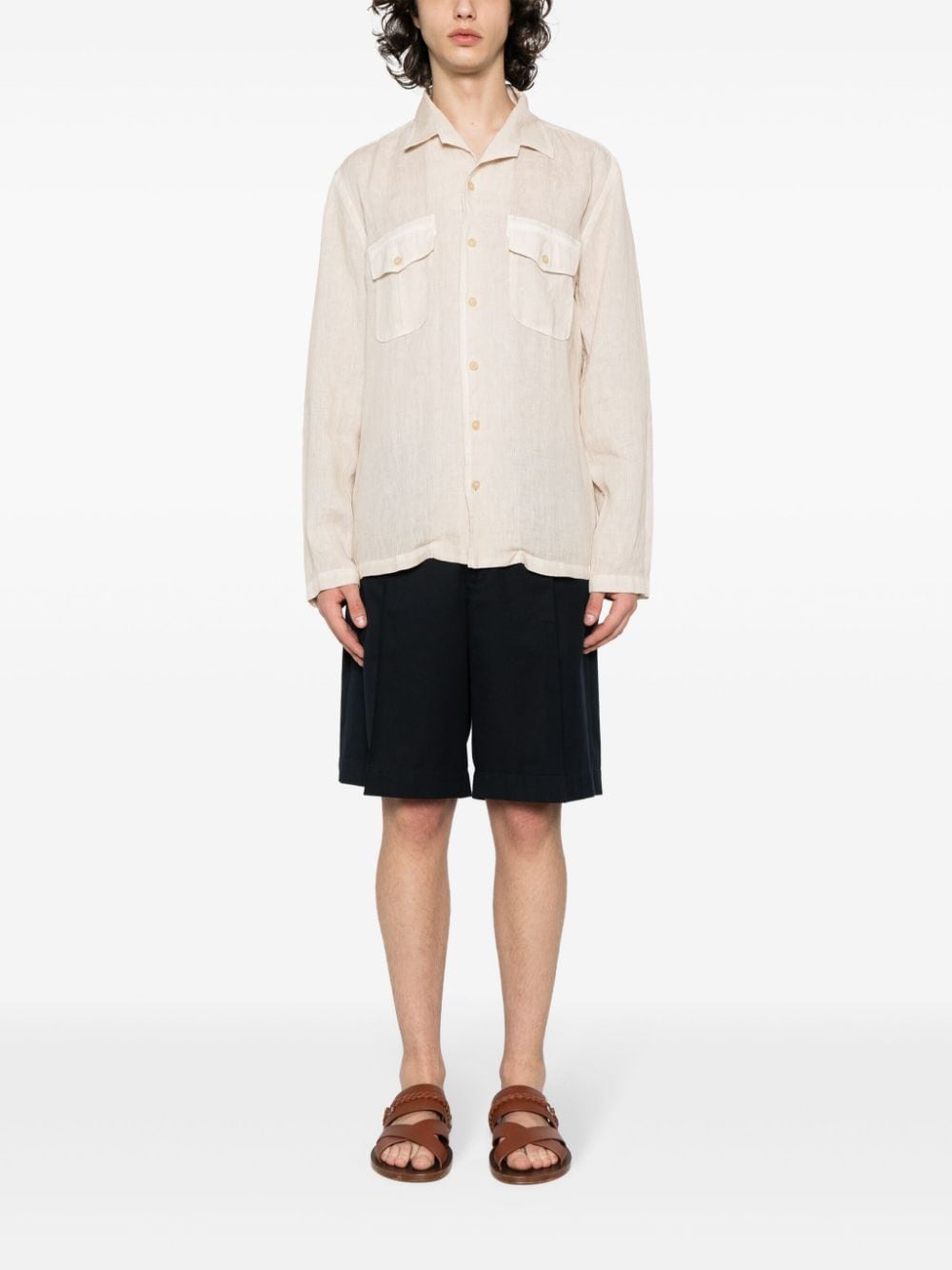 NOTCHED-COLLAR LINEN SHIRT