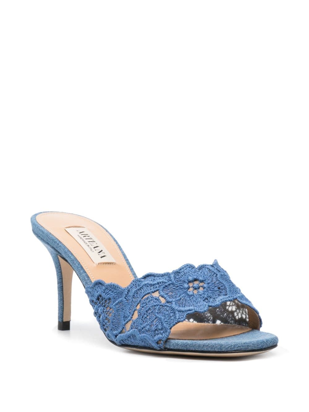 Shop Arteana Floral-lace Strap 80mm Mules In Blue
