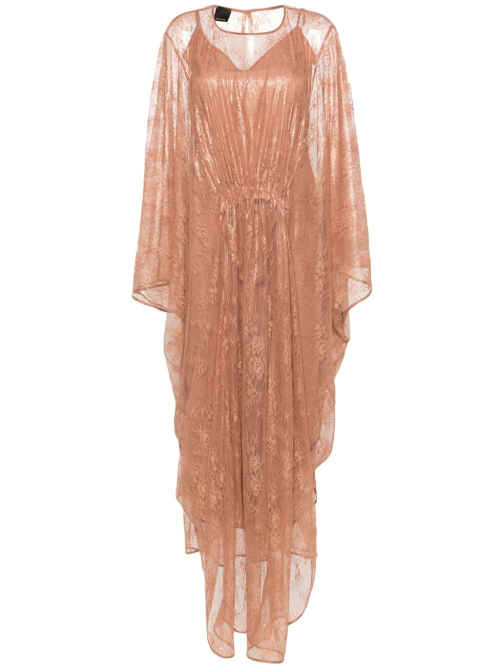 Shop Pinko Floral-lace Draped Maxi Dress In Pink