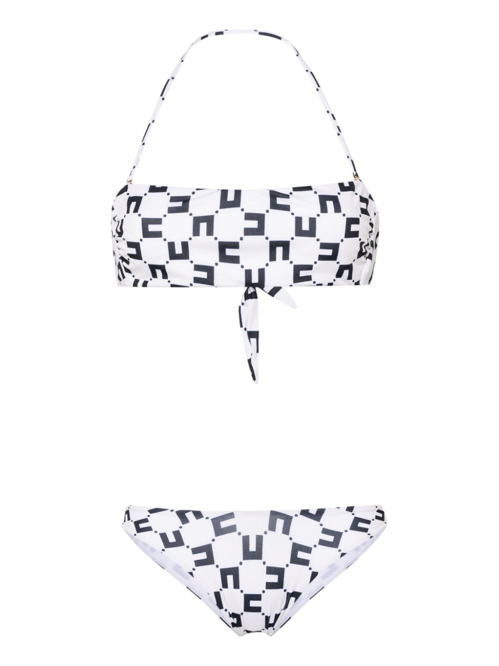 Elisabetta Franchi Monogram-print Bikini Set In Neutrals