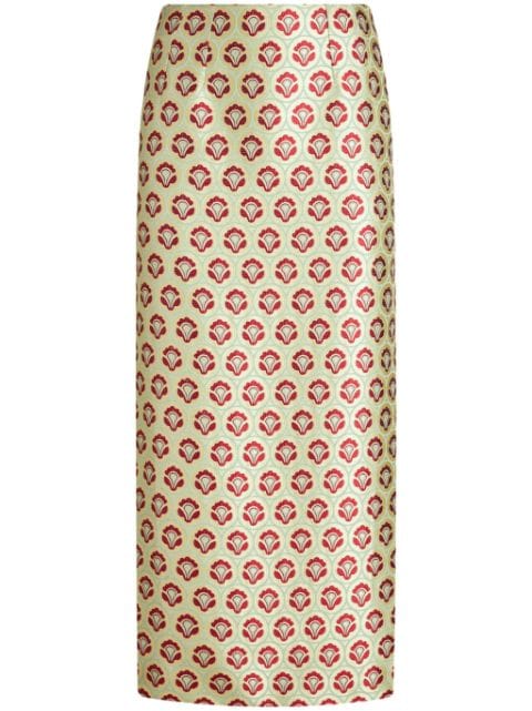 ETRO floral-jacquard pencil skirt