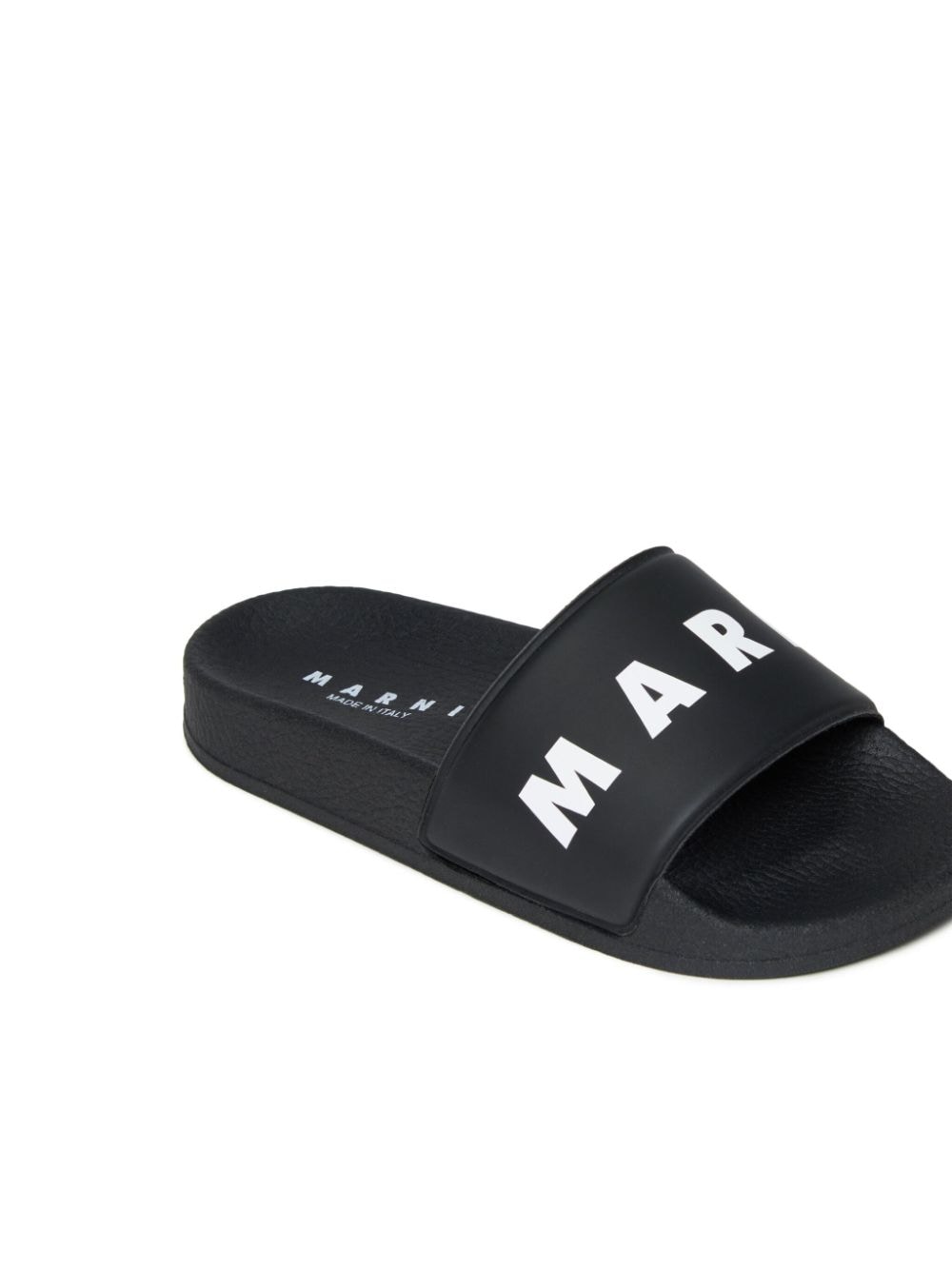 Shop Marni Logo-print Flat Slides In Black