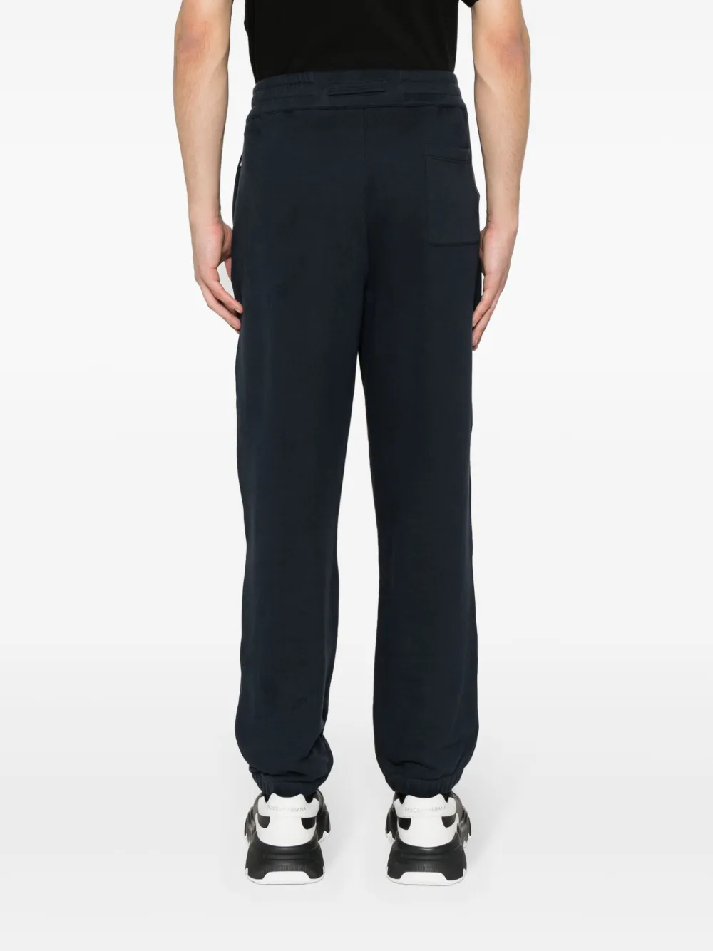 Shop Zegna Logo-lettering Cotton Track Pants In Blue