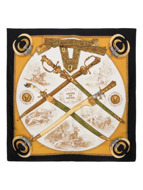 Hermès Pre-Owned mascada de seda Armes De Chasse 1970