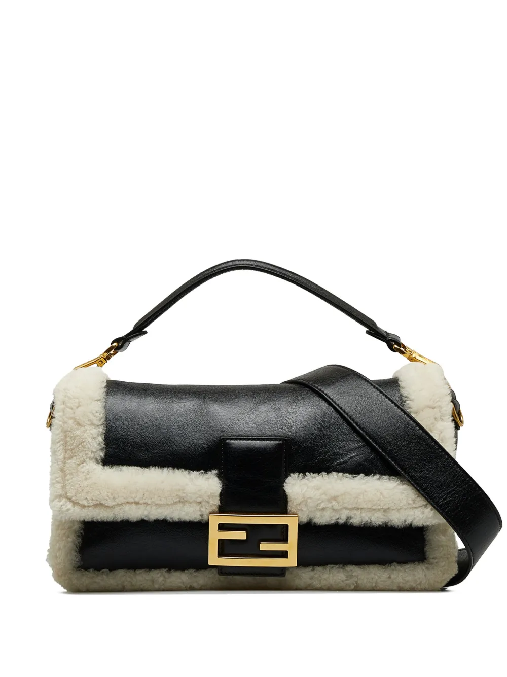 Pre-owned Fendi 2000-2010 Large Baguette Two-way Bag In Black