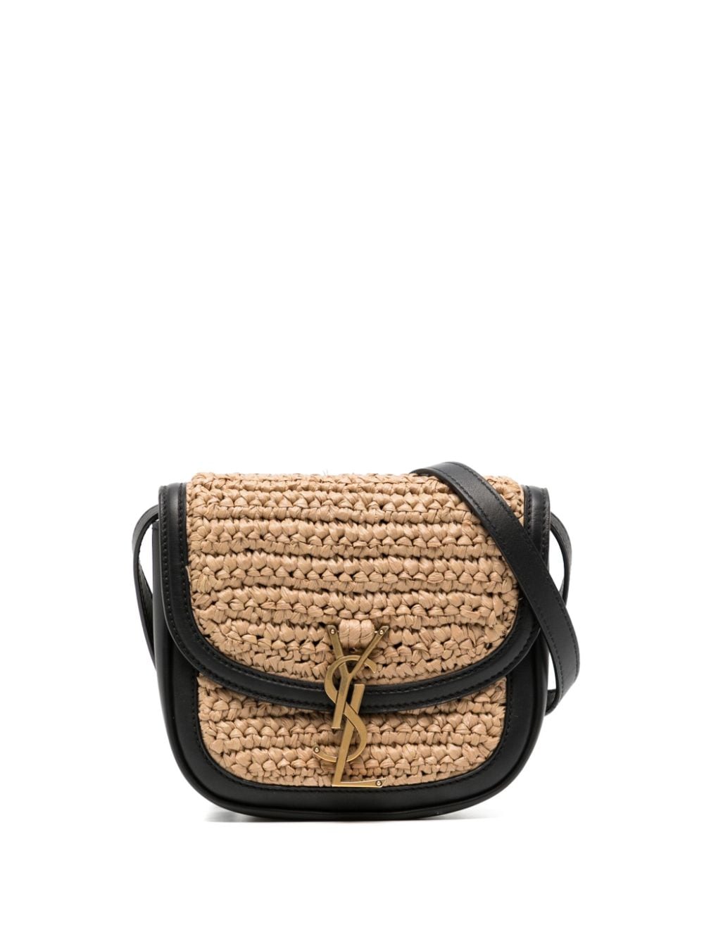 Pre-owned Saint Laurent Kaia Raffia Shoulder Bag In Brown