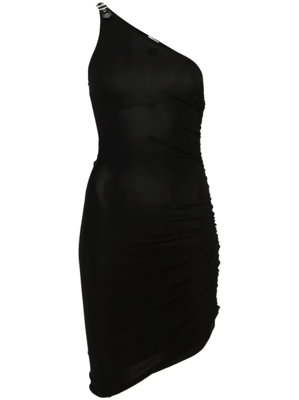 bodycon shoulder strap black gathered mini dress Bodycon Off Shoulder Halter Strap Padded Mini Dress