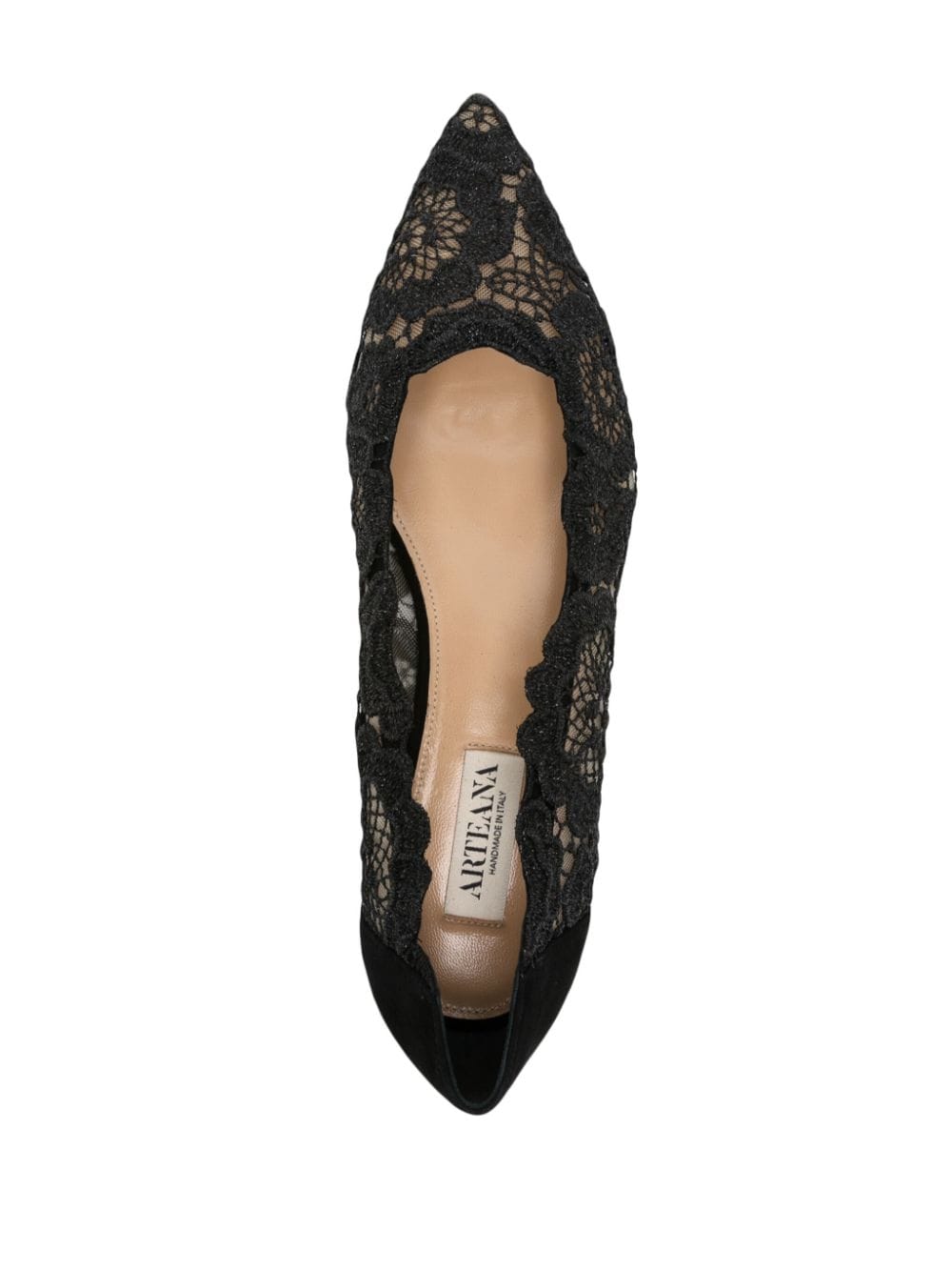 Shop Arteana Floral-lace Ballerina Shoes In Black