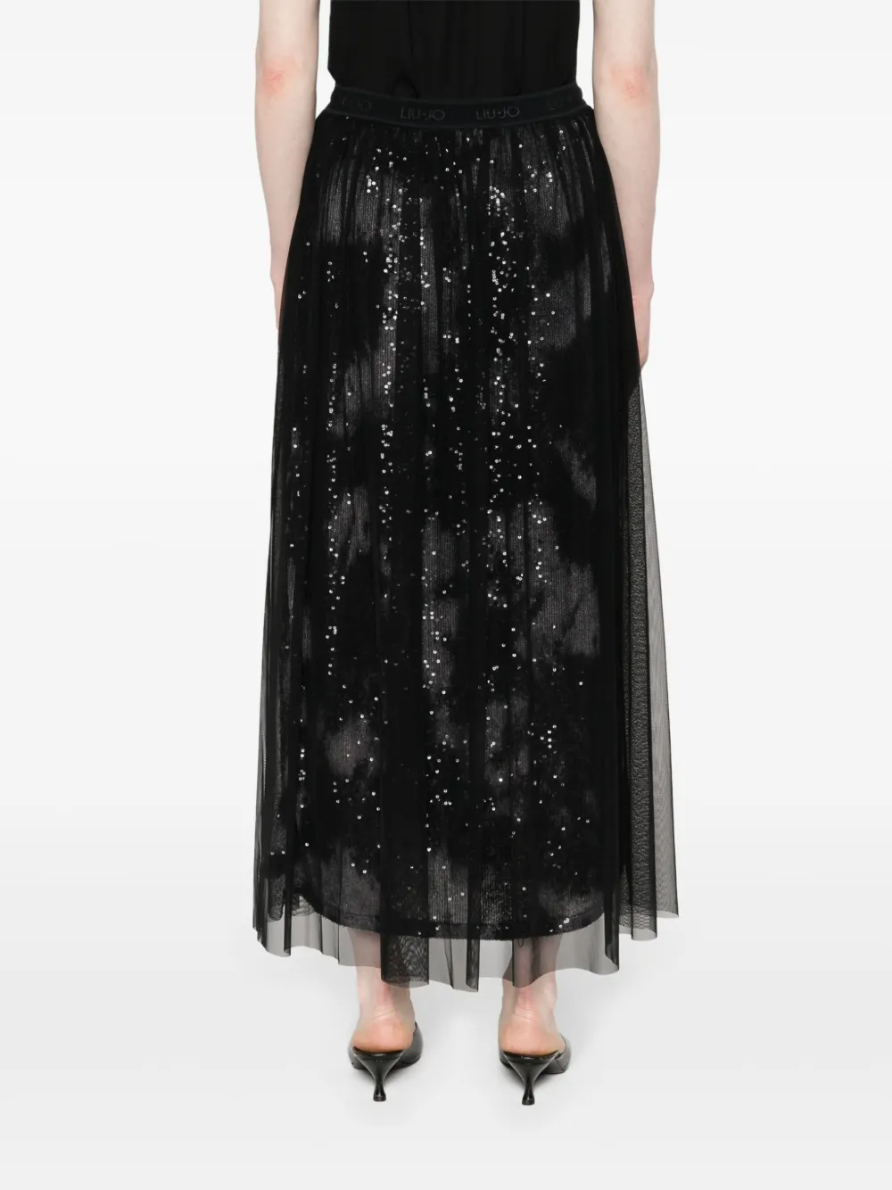 Liu •jo Sequin-detail Tulle Midi Skirt In Black