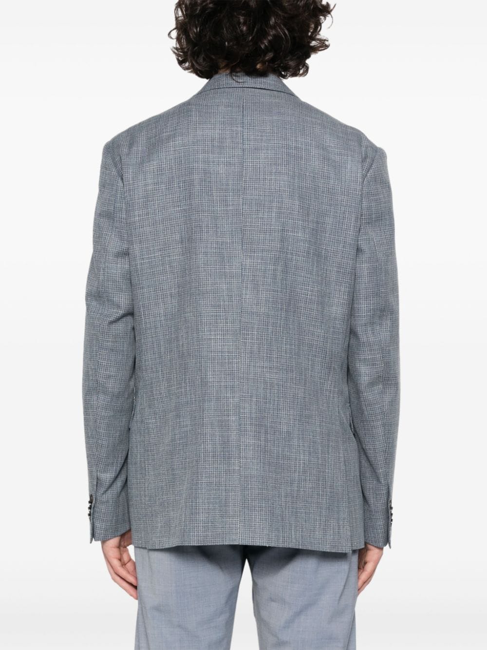 Shop Corneliani Checked Single-breasted Blazer In Blue