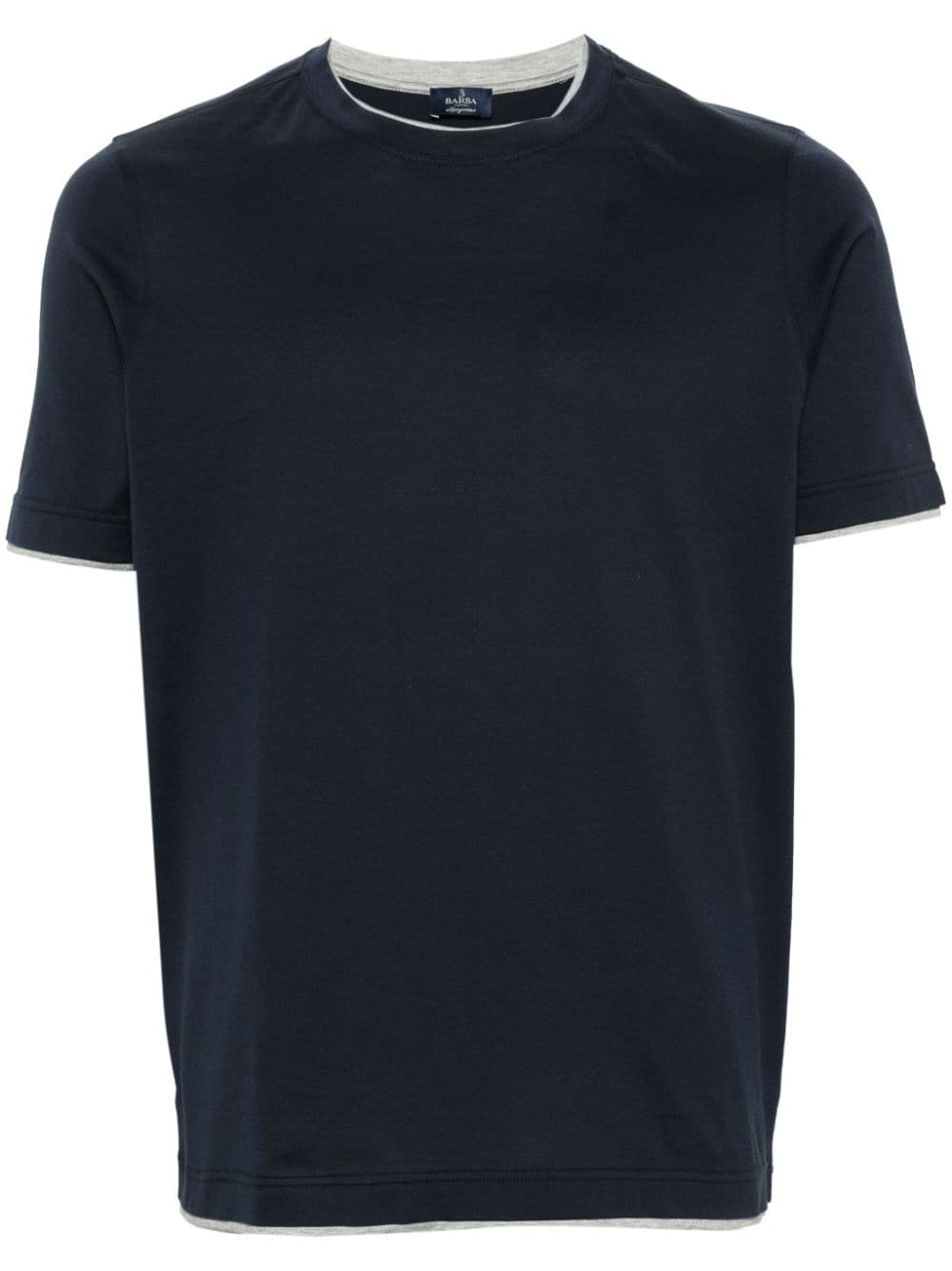 Barba Contrasting-trim Cotton T-shirt In Blue