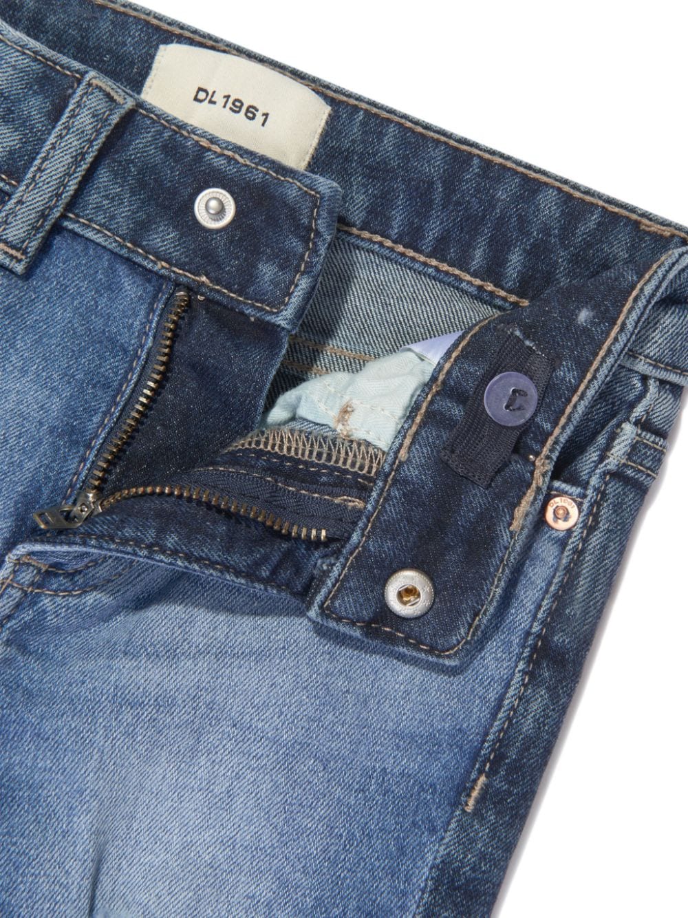 Shop Dl1961 Harper Distressed Tapered Jeans In Blue