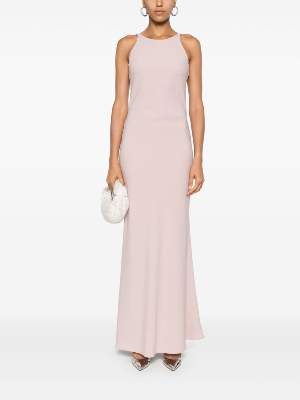 Shop Drhope Scoop-back Crepe Maxi Dress In Pink