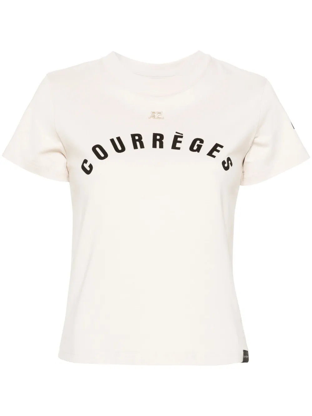 Courrèges Katoenen T-shirt met logoprint Beige