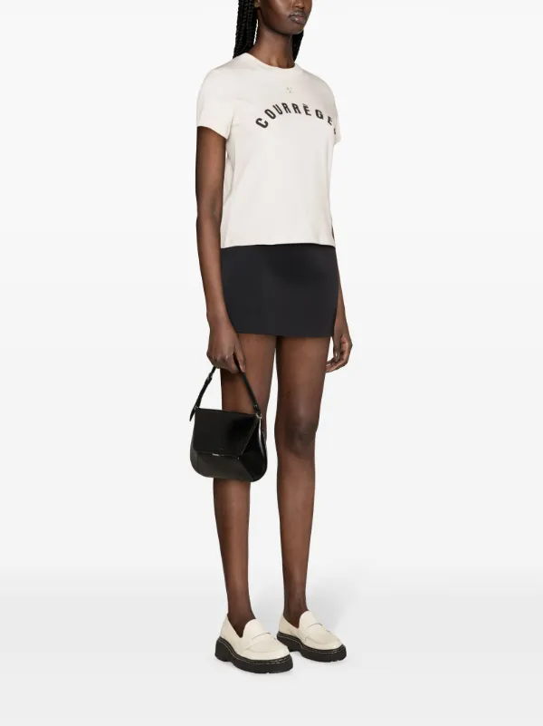 Courrèges logo-print Cotton T-shirt | Neutrals | FARFETCH CA