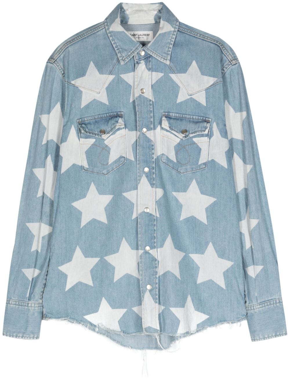 Pre-owned Saint Laurent 2000s Star-print Denin Shirt In Blue