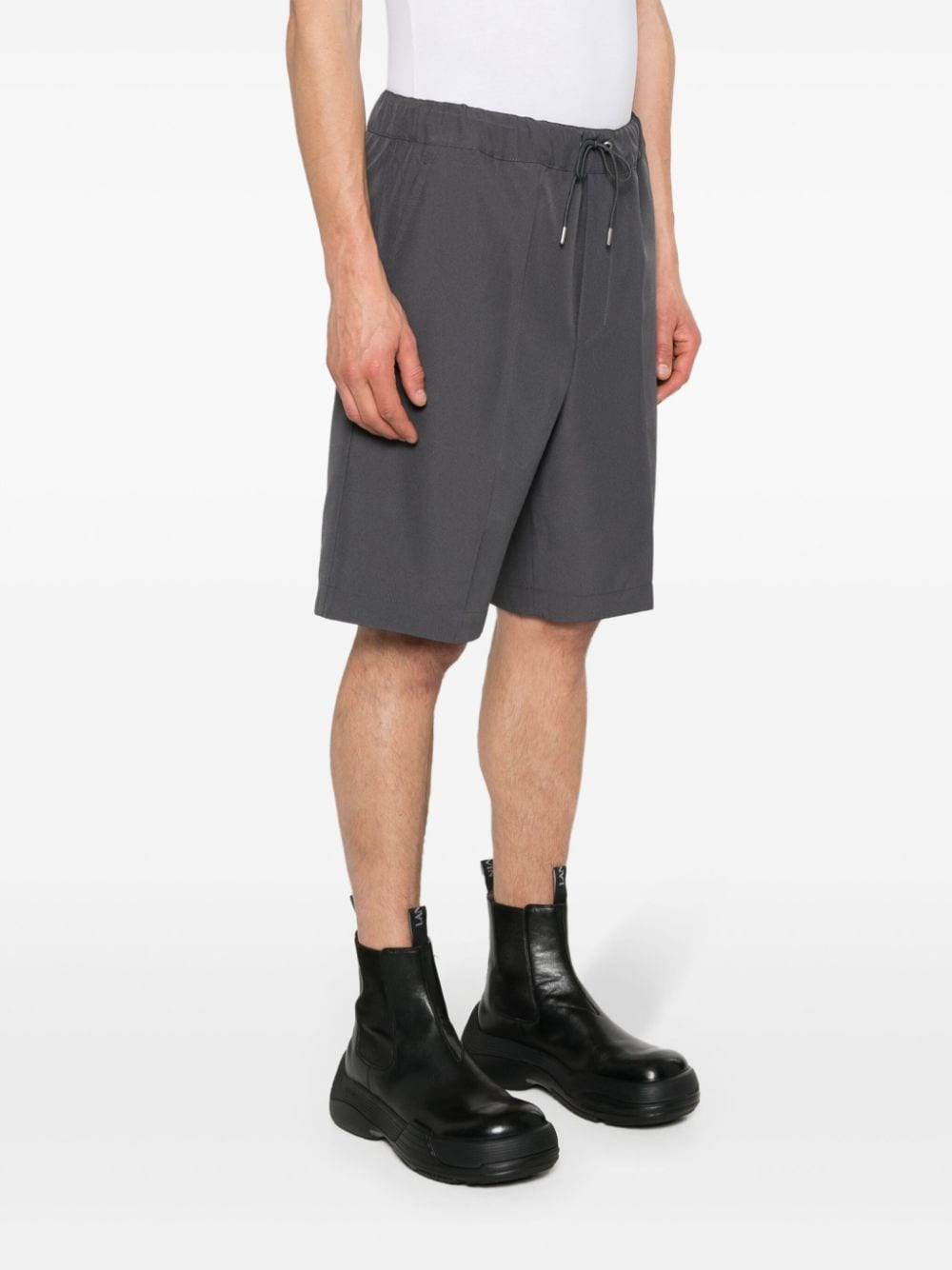 Shop Oamc Press-crease Twill Shorts In Grey
