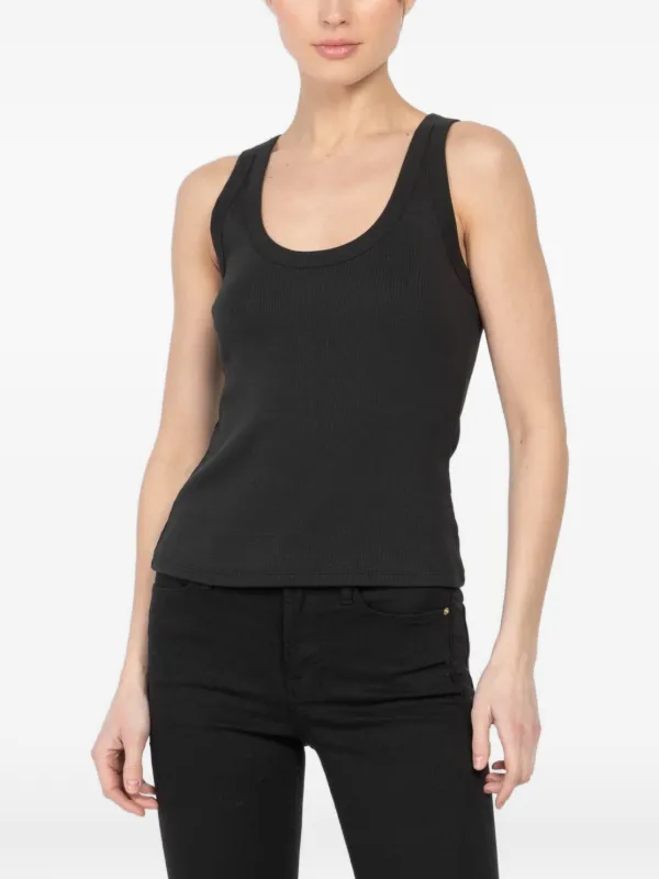 Veronica Beard Birke Ribbed Scoop-neck Top in Black