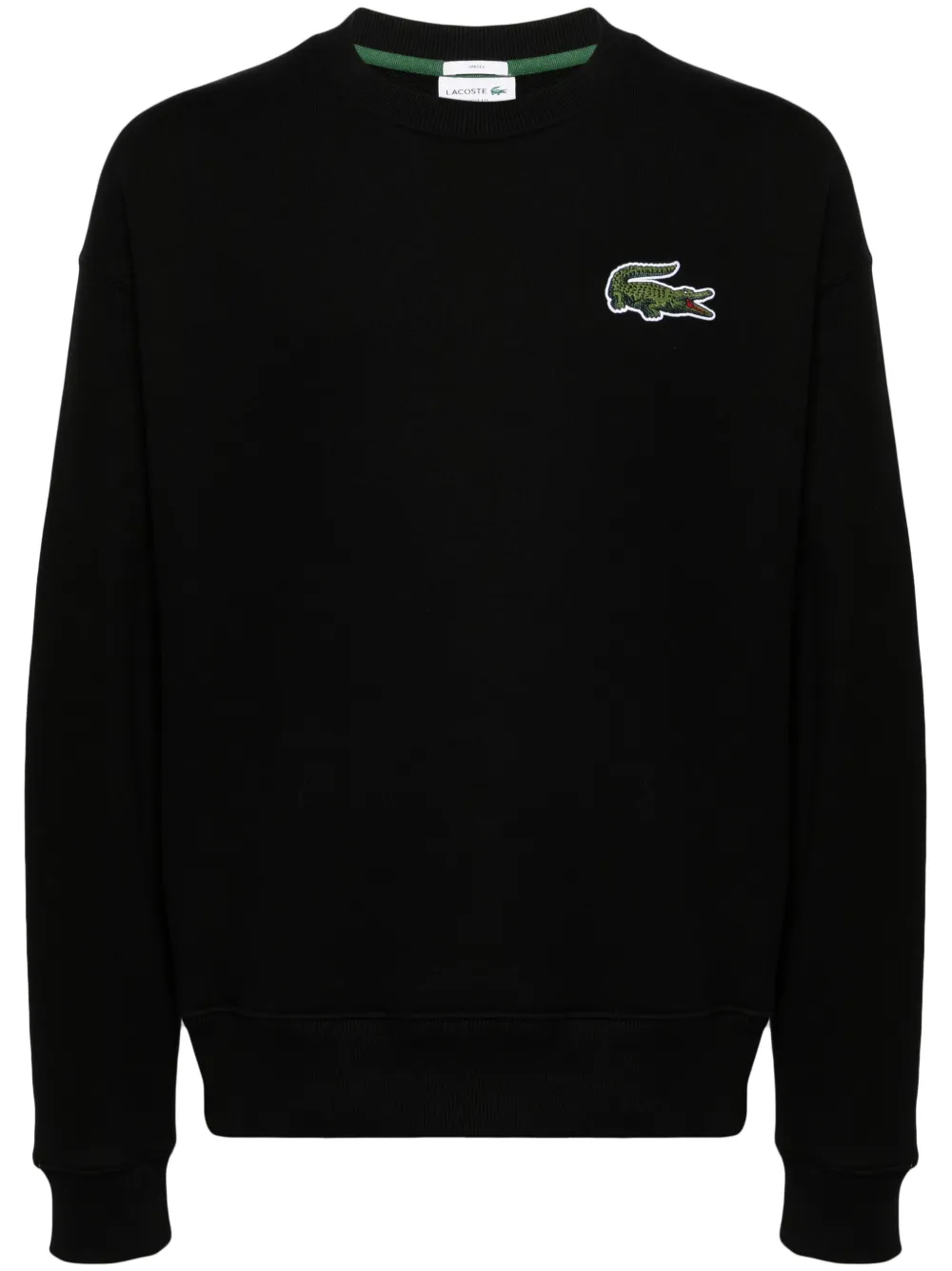 Lacoste Crocodile Badge Cotton Sweatshirt In Black