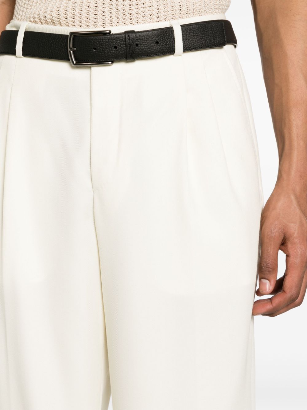 Shop Brioni Pleated Tailored Wool Trousers In Neutrals