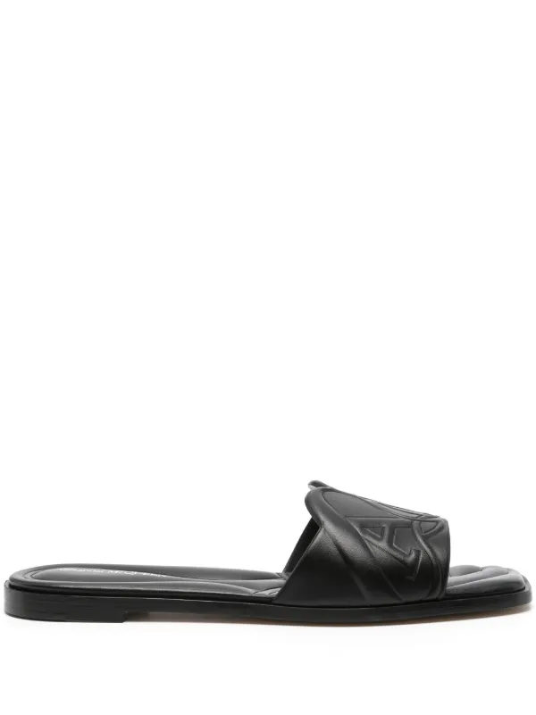 Alexander McQueen Logo-embossed Leather Sandals in Black