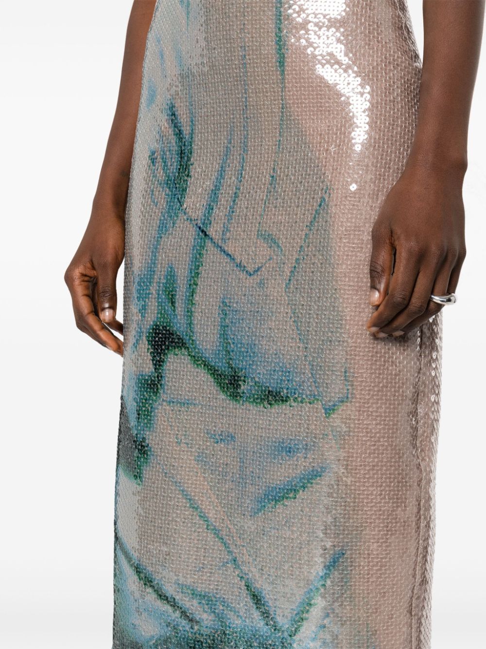 Shop 16arlington Aveo Sequin-embellished Midi Dress In Neutrals
