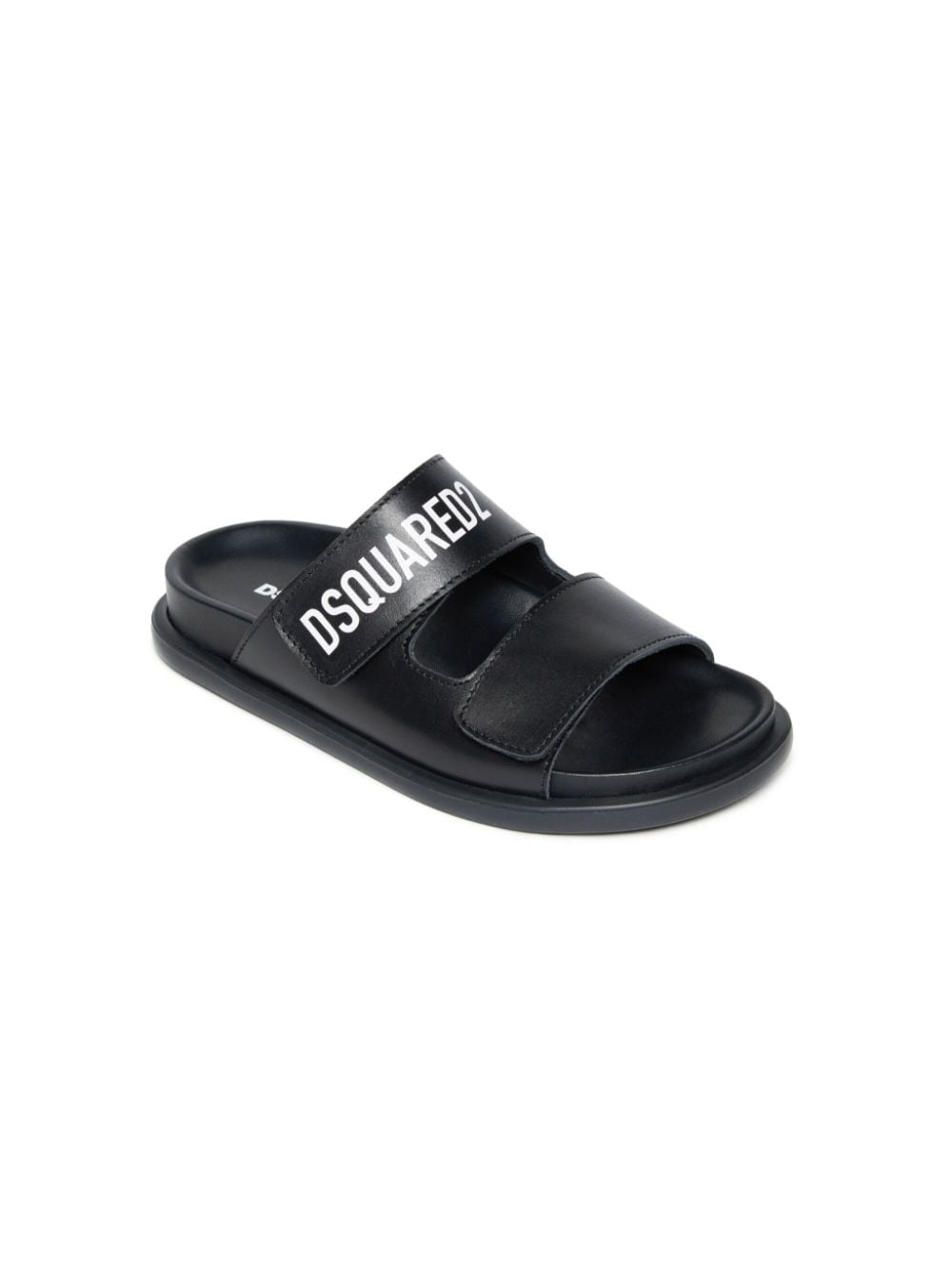 Shop Dsquared2 Logo-print Leather Sandals In Black