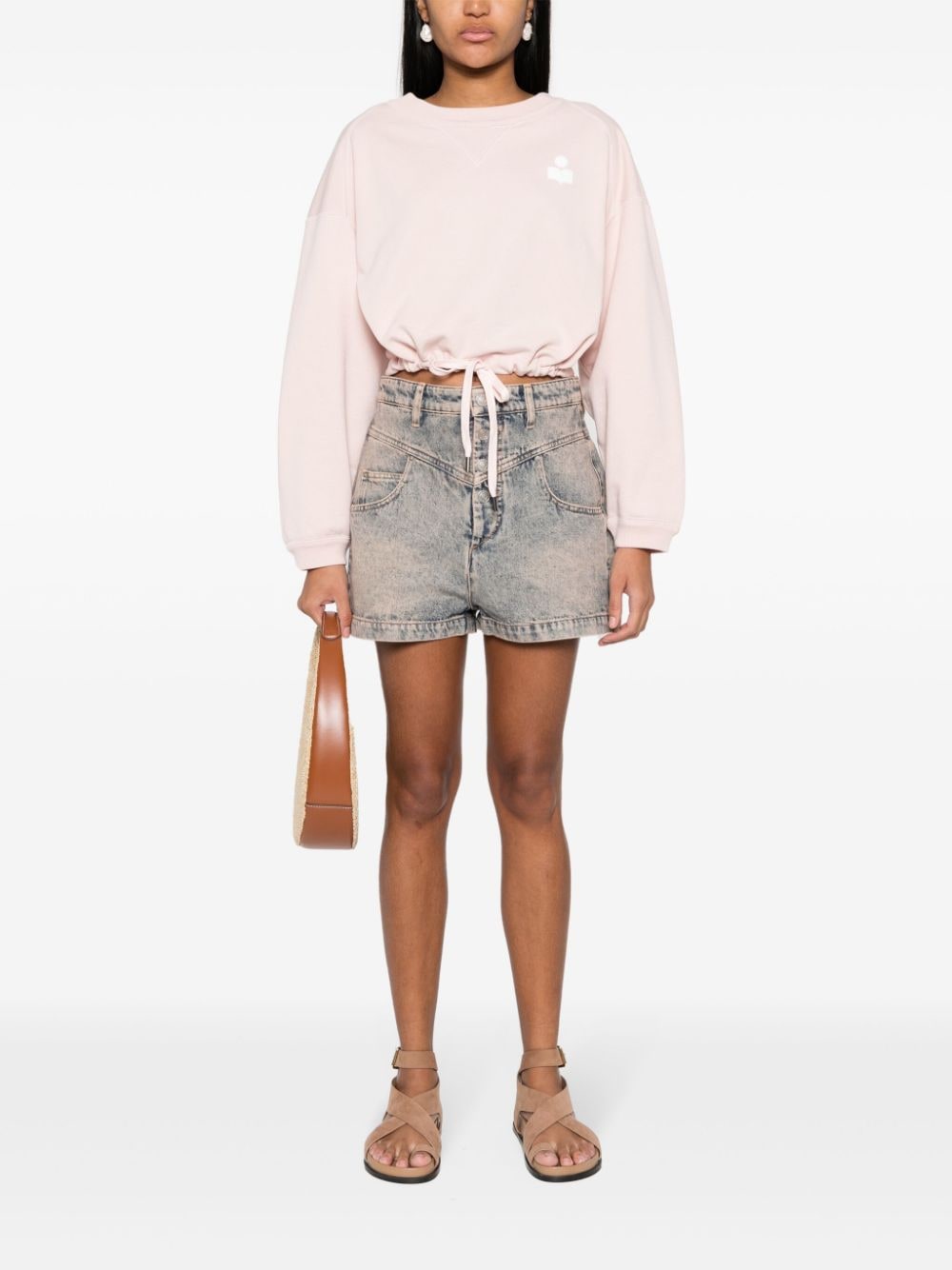 MARANT ÉTOILE stonewash denim shorts - Roze