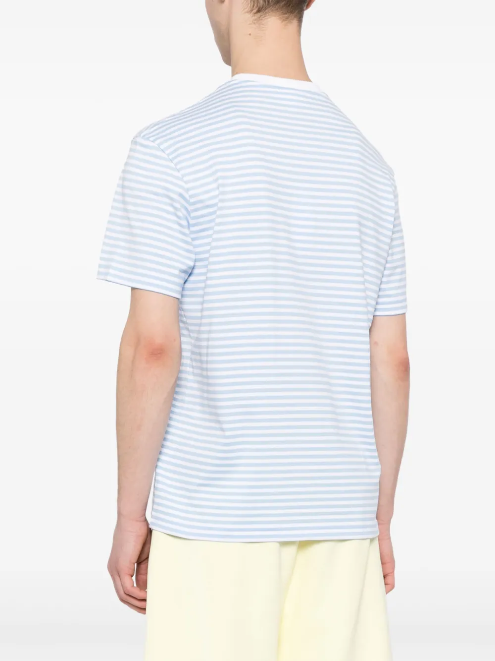 Shop Lacoste Striped Cotton T-shirt In Blue