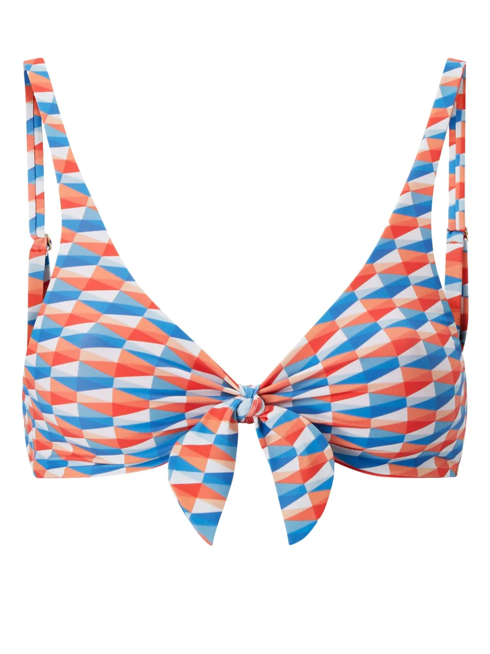 Jimmy Choo Apia Tie-front Bikini Top In A33c Paprika/sky