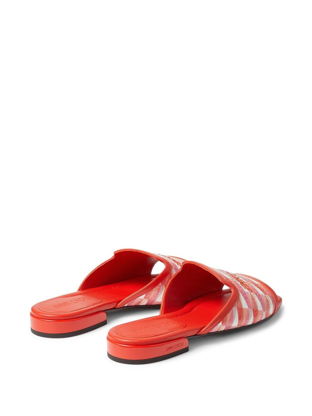 Shop Jimmy Choo Nako Diamond-print Slides In Red