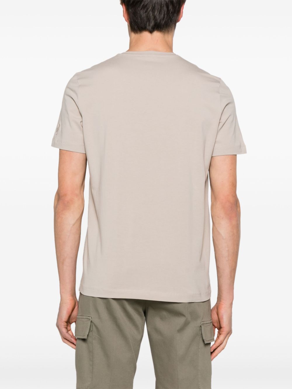 Corneliani T-shirt van stretch-katoen met logopatch Beige