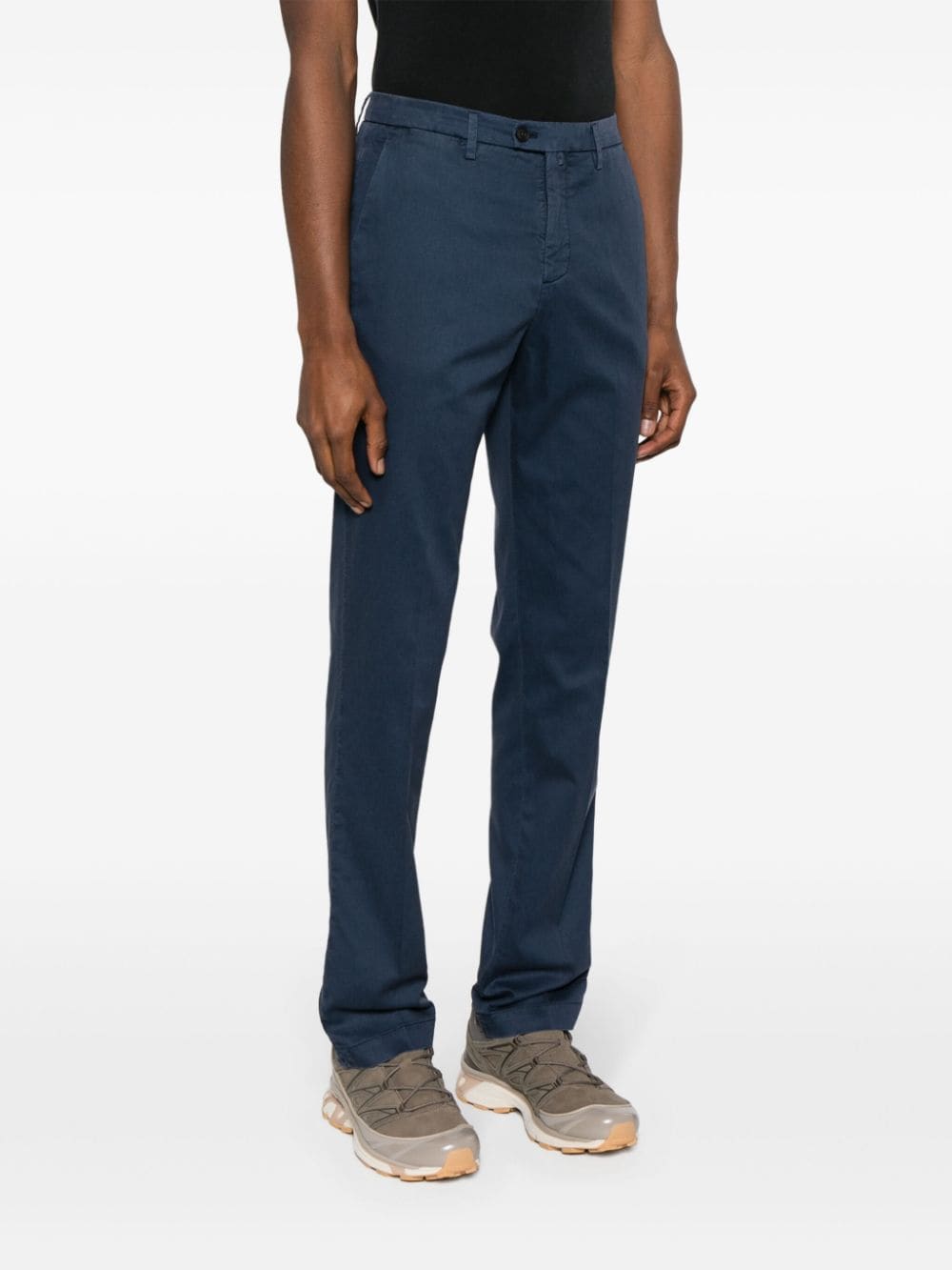 Shop Corneliani Mid-rise Tapered Chinos In Blue