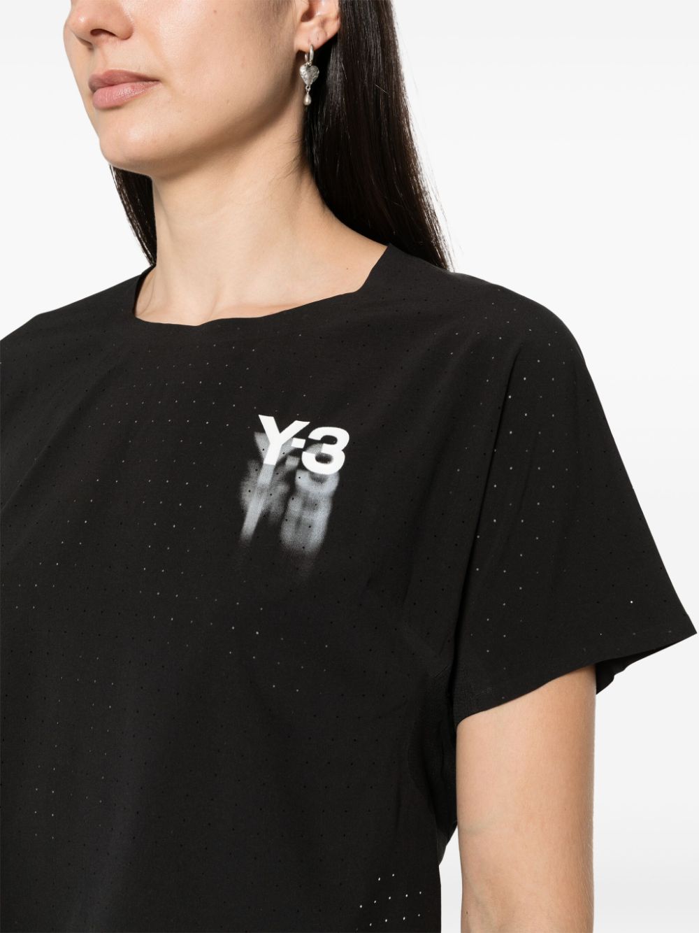 Shop Y-3 Logo-printed Cropped T-shirt In 黑色