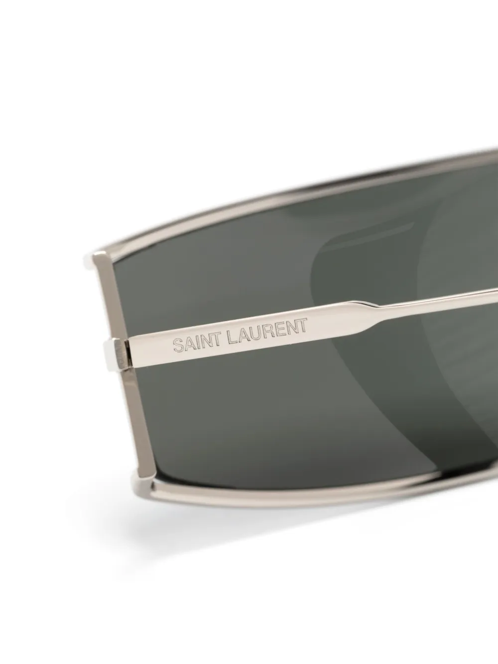 Shop Saint Laurent Sl 606 Rectangle-frame Sunglasses In Silver