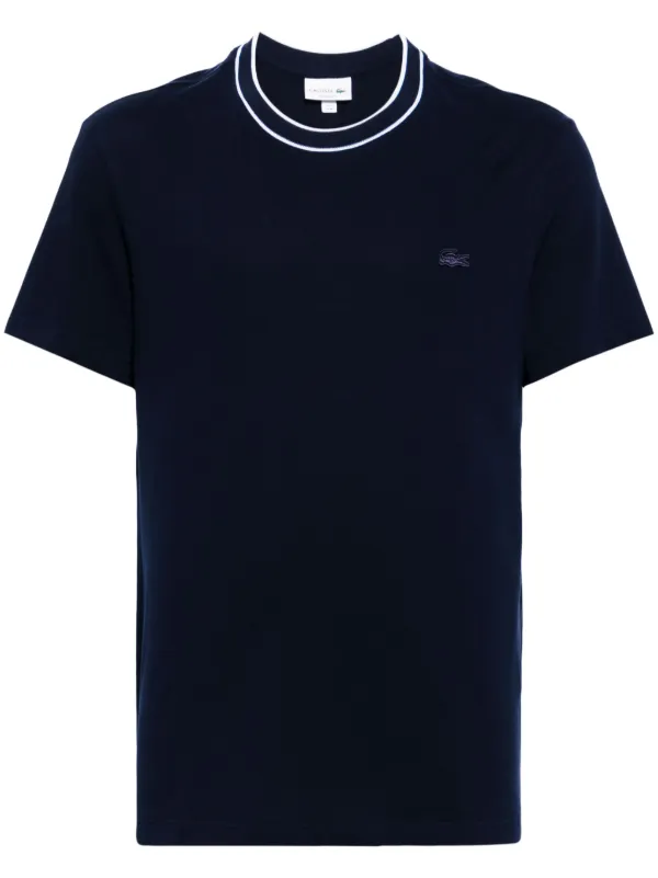 Lacoste crocodile applique crew neck T shirt Blue FARFETCH AZ