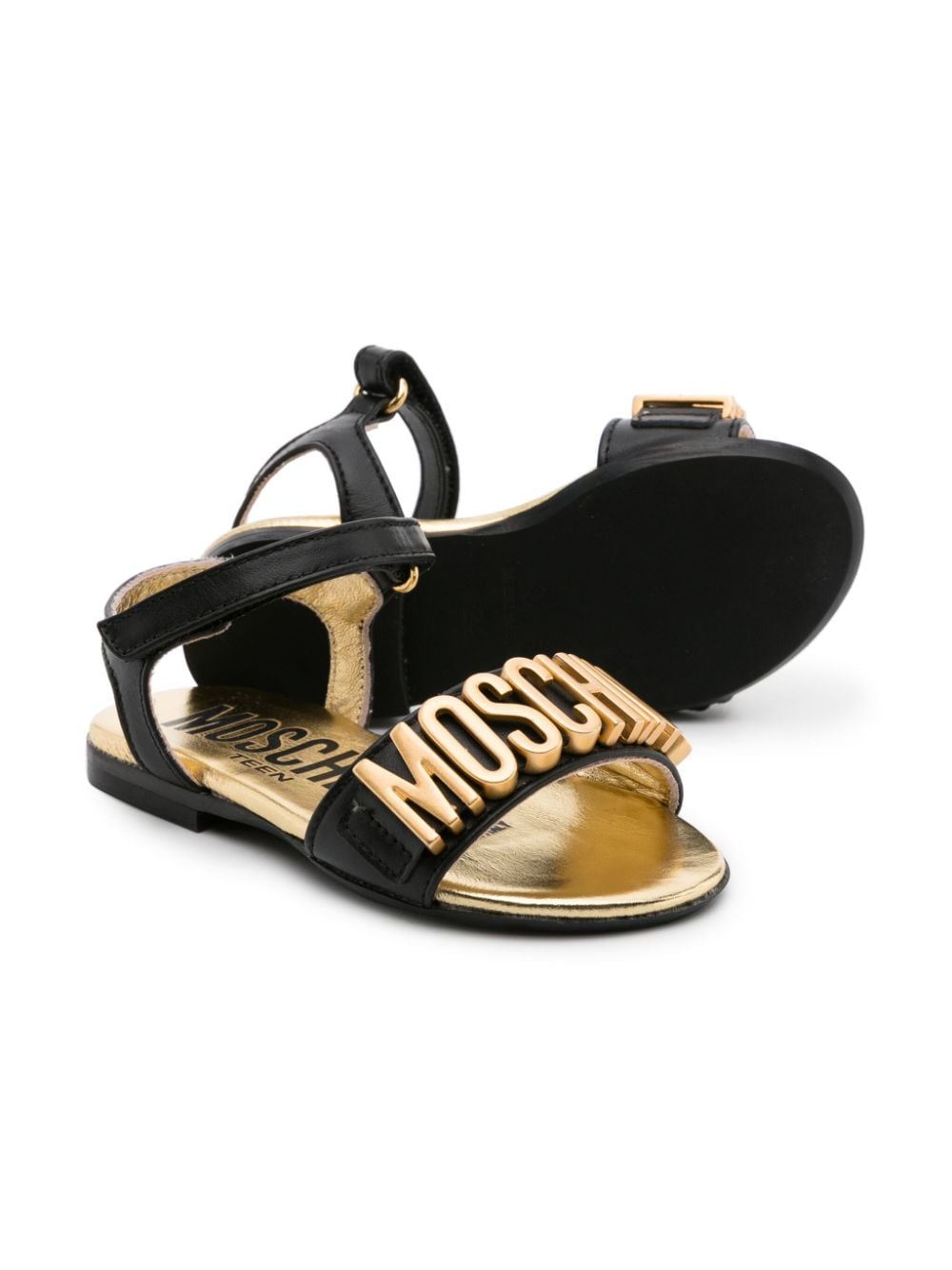 Moschino Kids Leren sandalen - Zwart