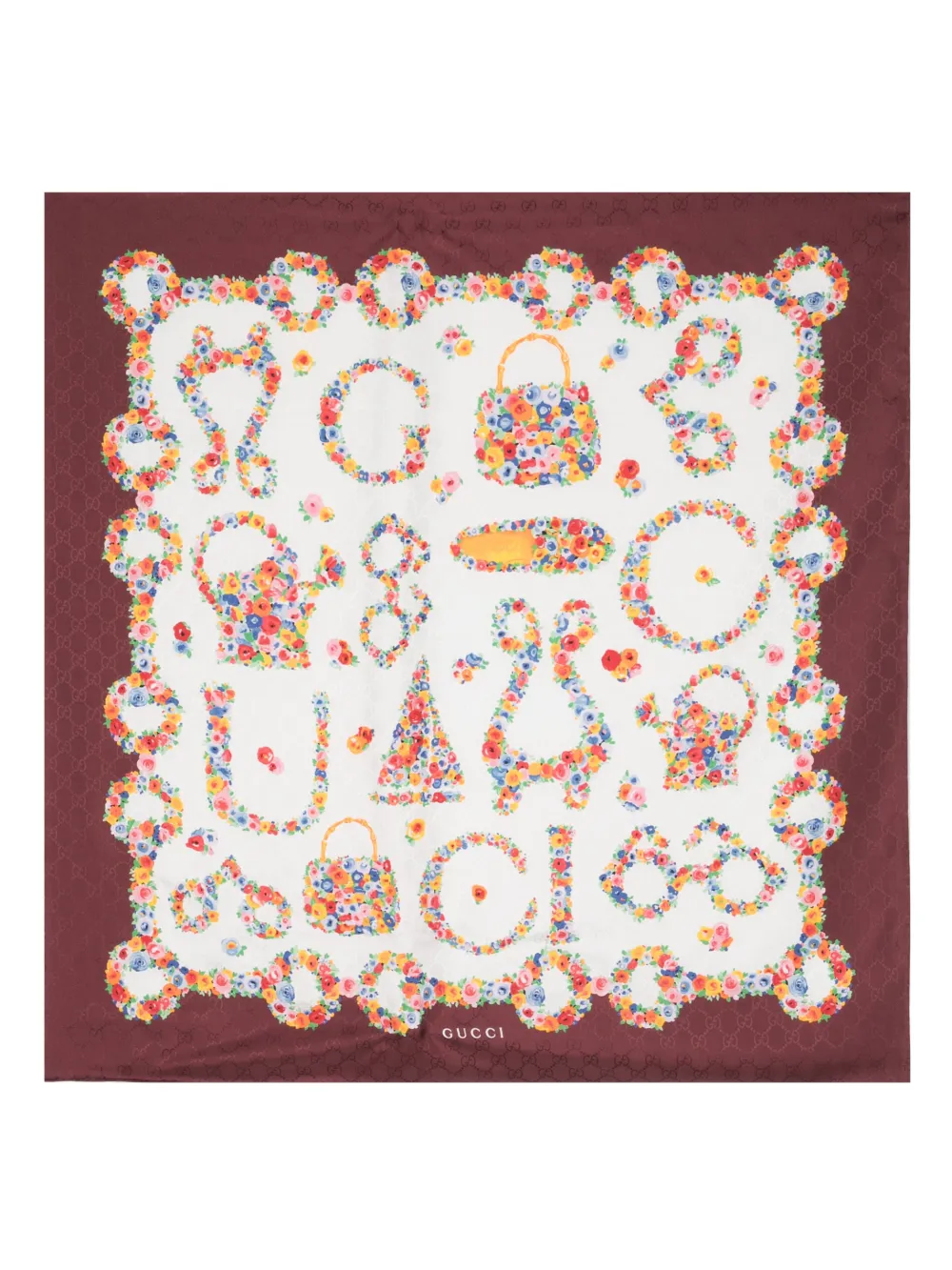 Gucci Gg-jacquard Floral Silk Scarf In Red